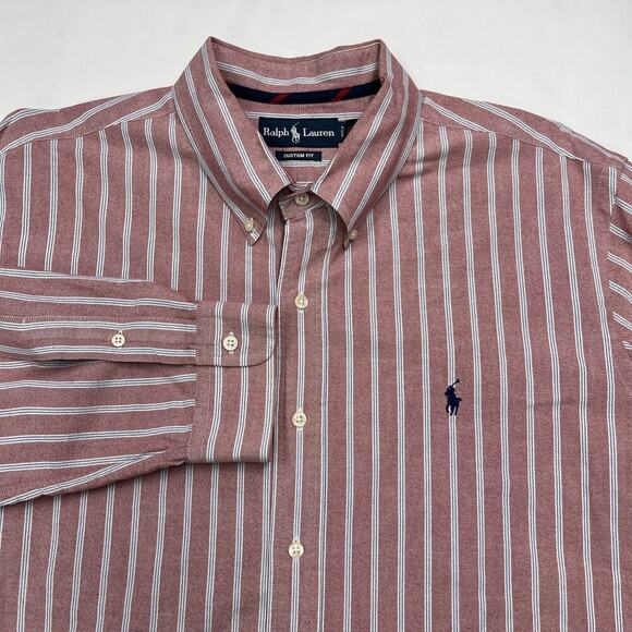 Vintage Ralph Lauren Mens Custom Fit Long Sleeve XXL Button Down Pink Preppy - Picture 1 of 11